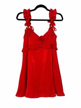 Wild Fable Red Ruffle Rosette Mini Dress NWT Size Small